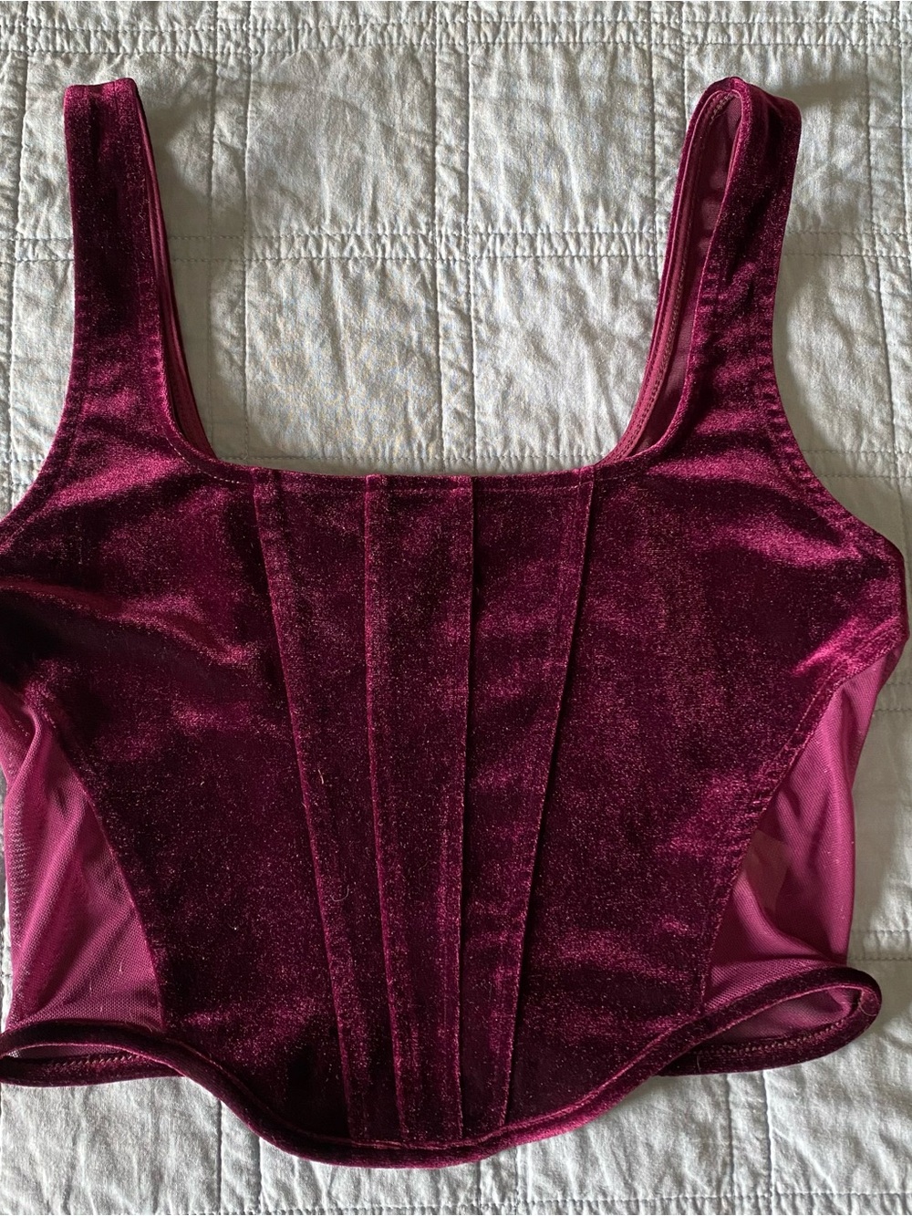 Velvet Corset Style Crop Top Purple Wine M Whimsigoth Witchy Edgy Vampy Festival